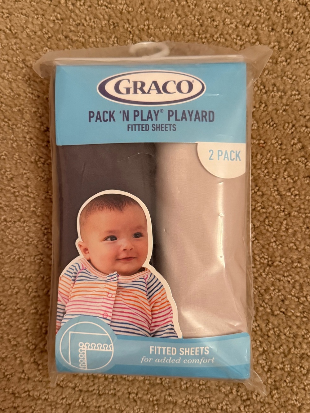 Graco 2 pack playard fitted sheets. 
New in package